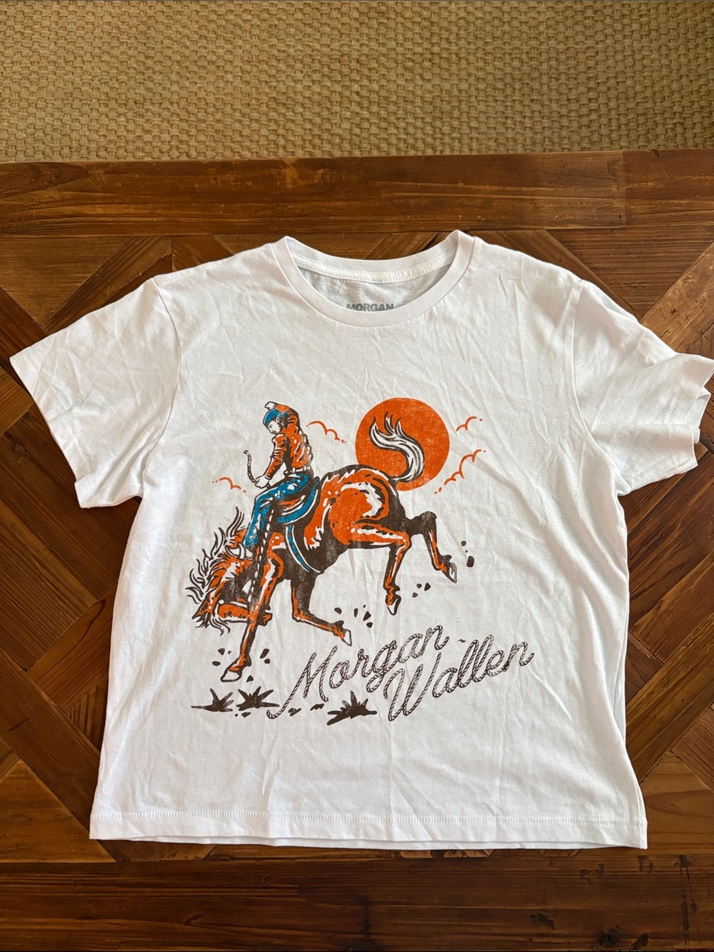 Morgan Wallen White Tee with Rodeo Print Sz M